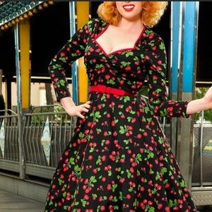Pin Up Girl (PUG) retro black cherry dress.